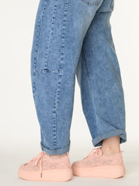 Sneaker rose pâle en crochet à plateforme