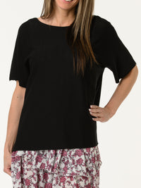 T-shirt noir uni à manches courtes