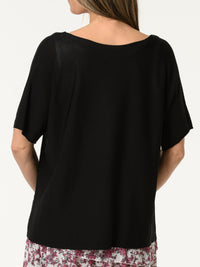 T-shirt noir uni à manches courtes