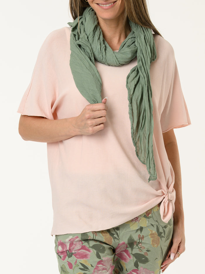 T-shirt rose pâle uni à manches courtes