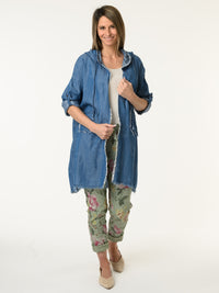 Veste bleu jean ''Love you'' à capuchon