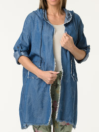 Veste bleu jean ''Love you'' à capuchon