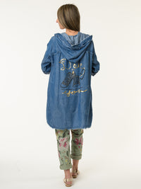 Veste bleu jean ''Love you'' à capuchon