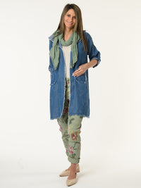 Veste bleu jean ''Love you'' à capuchon
