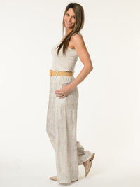 Pantalon palazzo blanc et beige avec ceinture