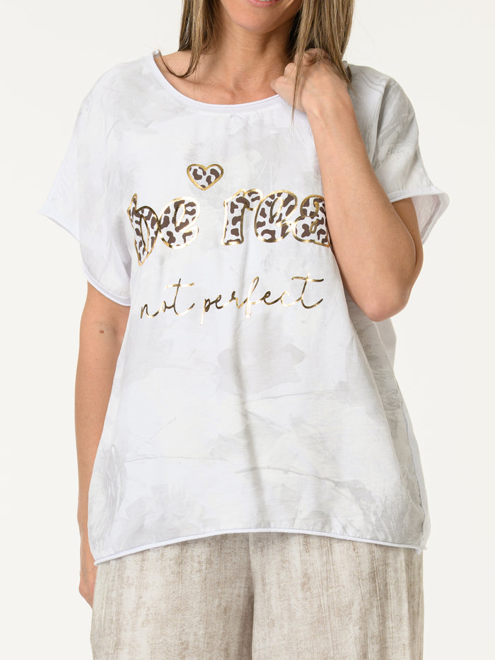 T-shirt blanc ''Be real not perfect''