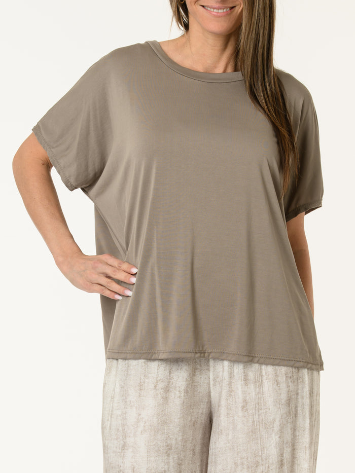 T-shirt brun à manches courtes