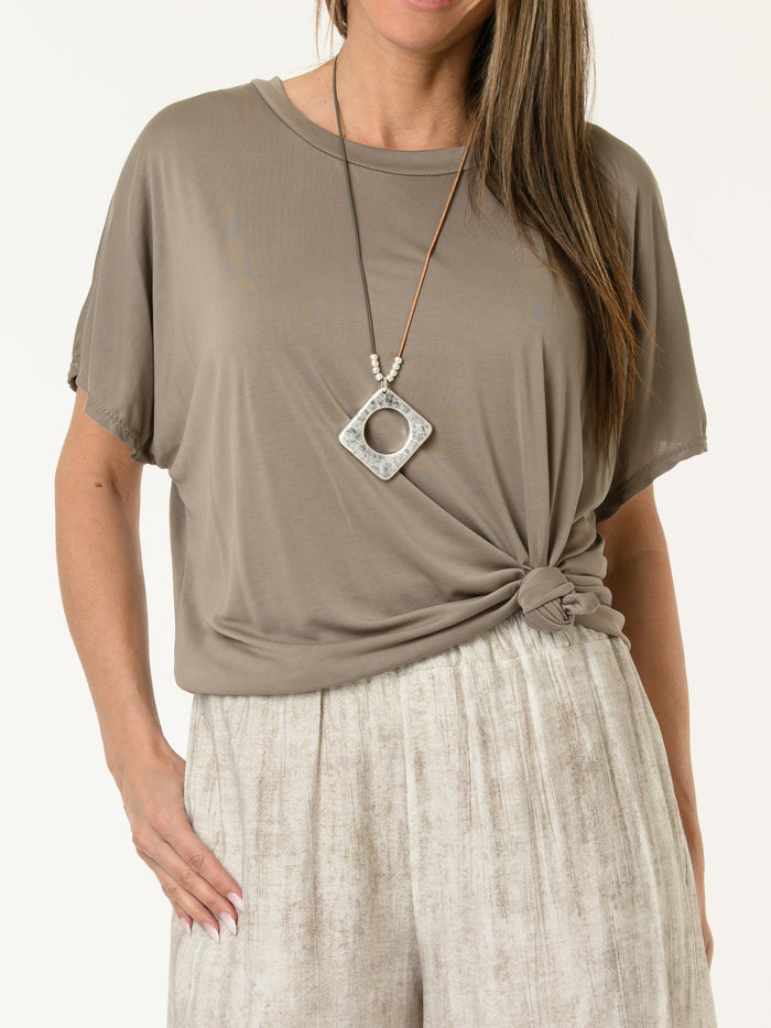 T-shirt brun à manches courtes