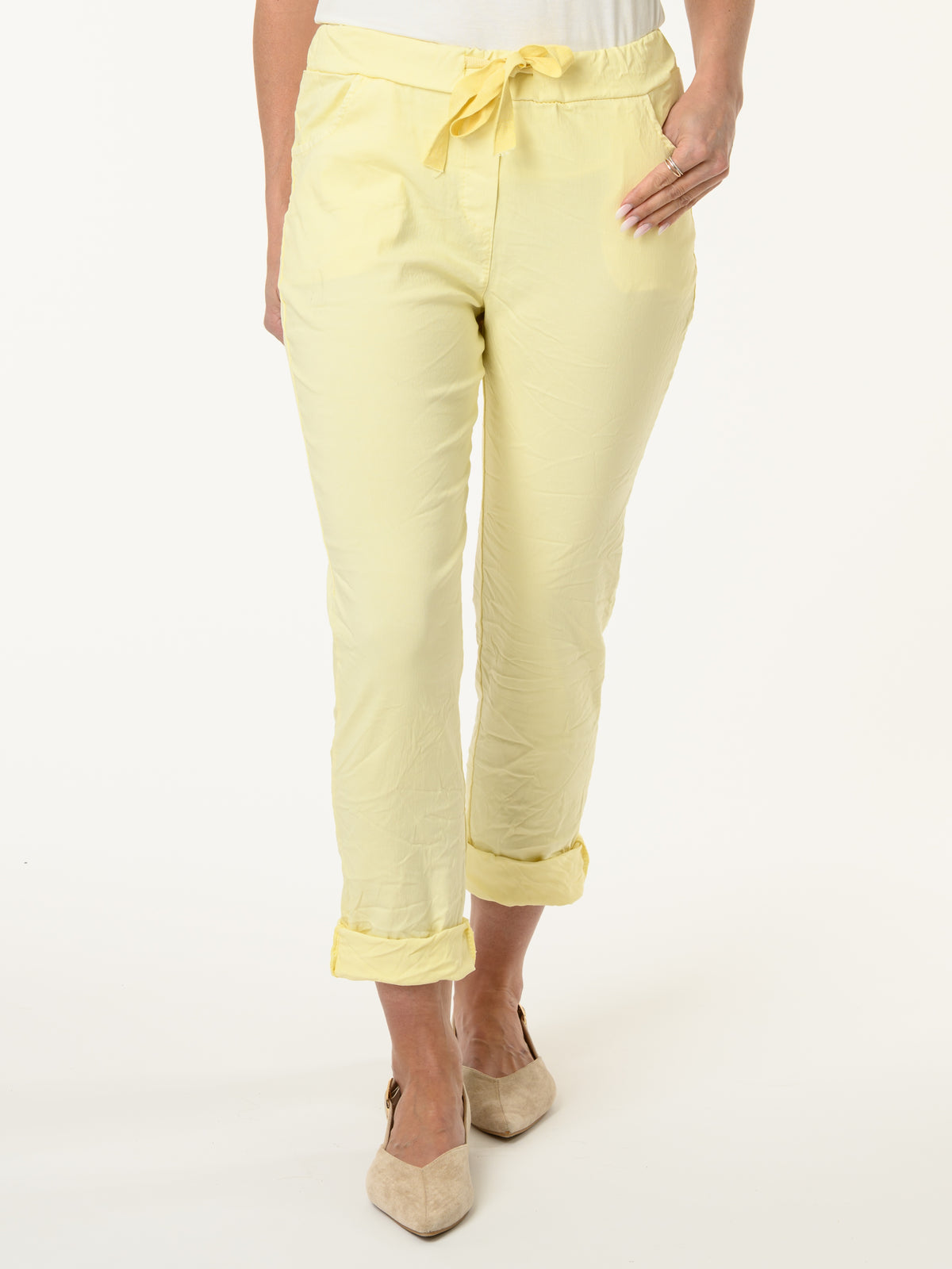 Pantalon jaune à taille élastique