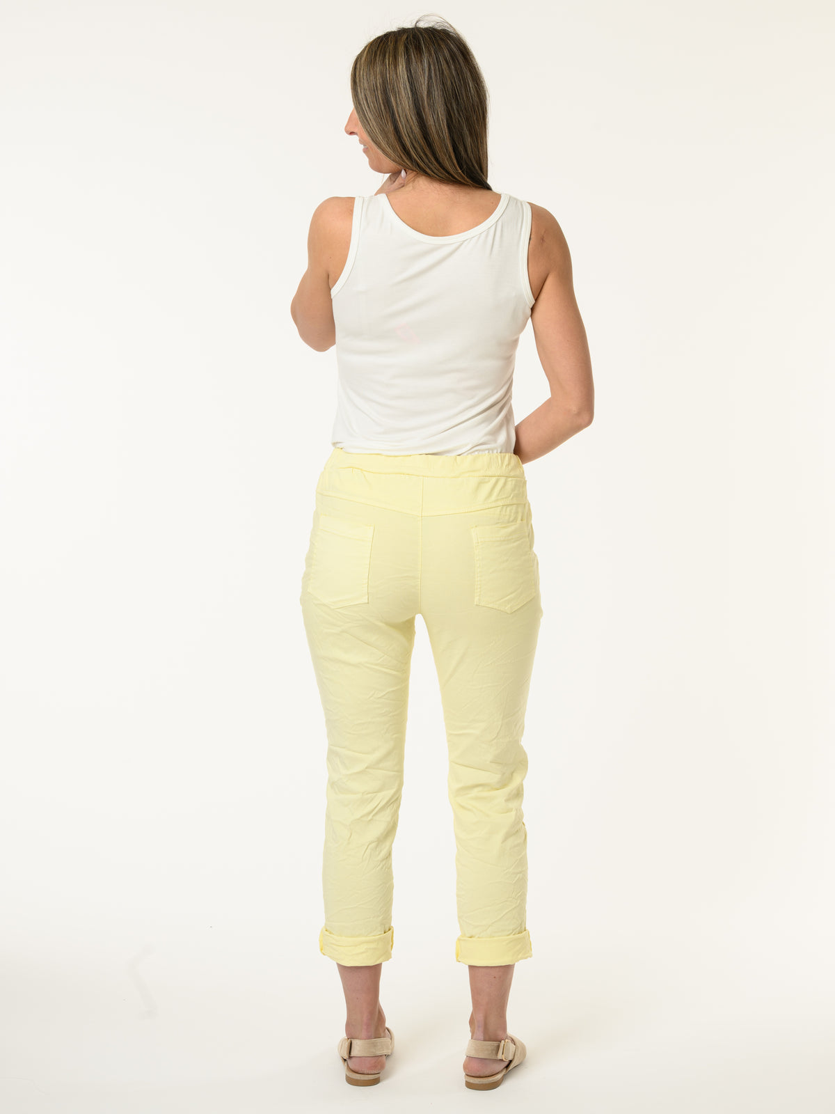 Pantalon jaune à taille élastique