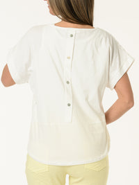 T-shirt blanc avec broderie anglaise à motifs de paisleys