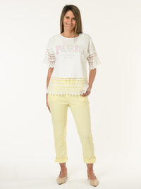 T-shirt blanc ''Paris'' avec dentelle