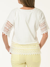 T-shirt blanc ''Paris'' avec dentelle