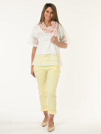 T-shirt blanc ''Paris'' avec dentelle