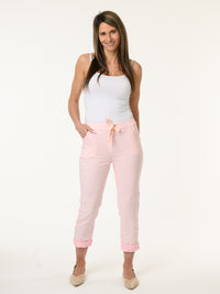 Pantalon rose à taille élastique