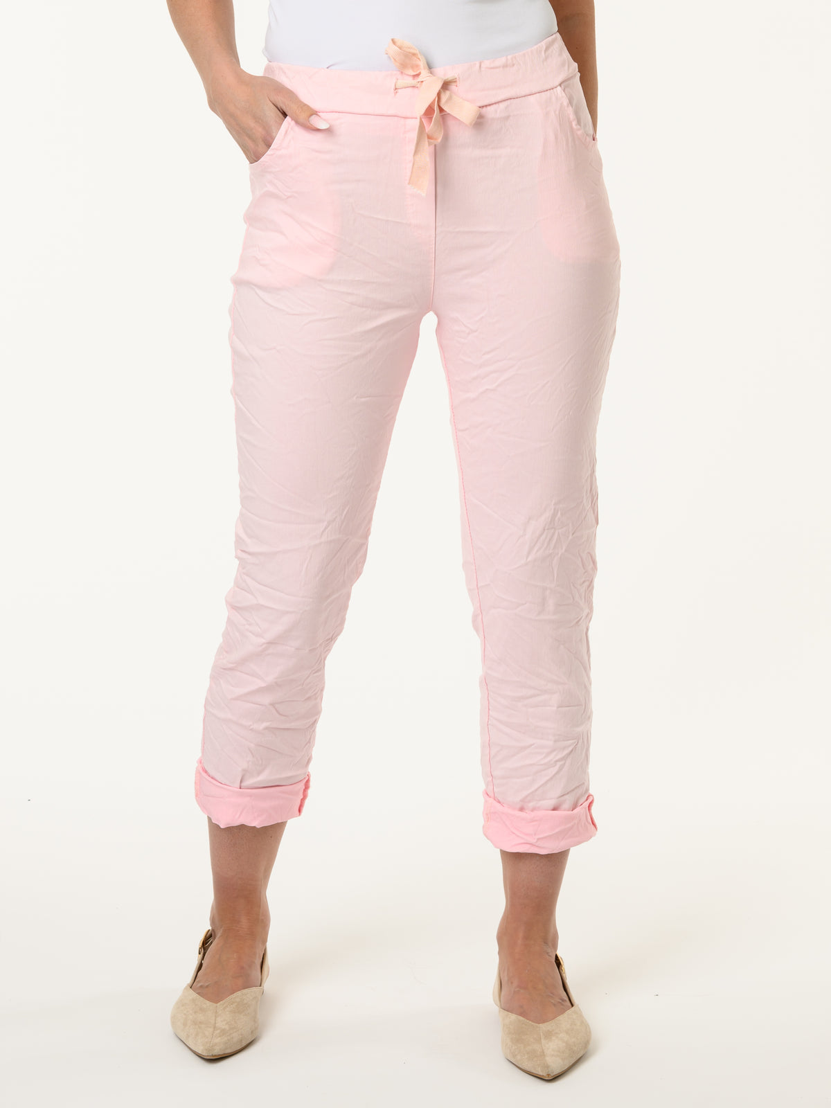 Pantalon rose à taille élastique
