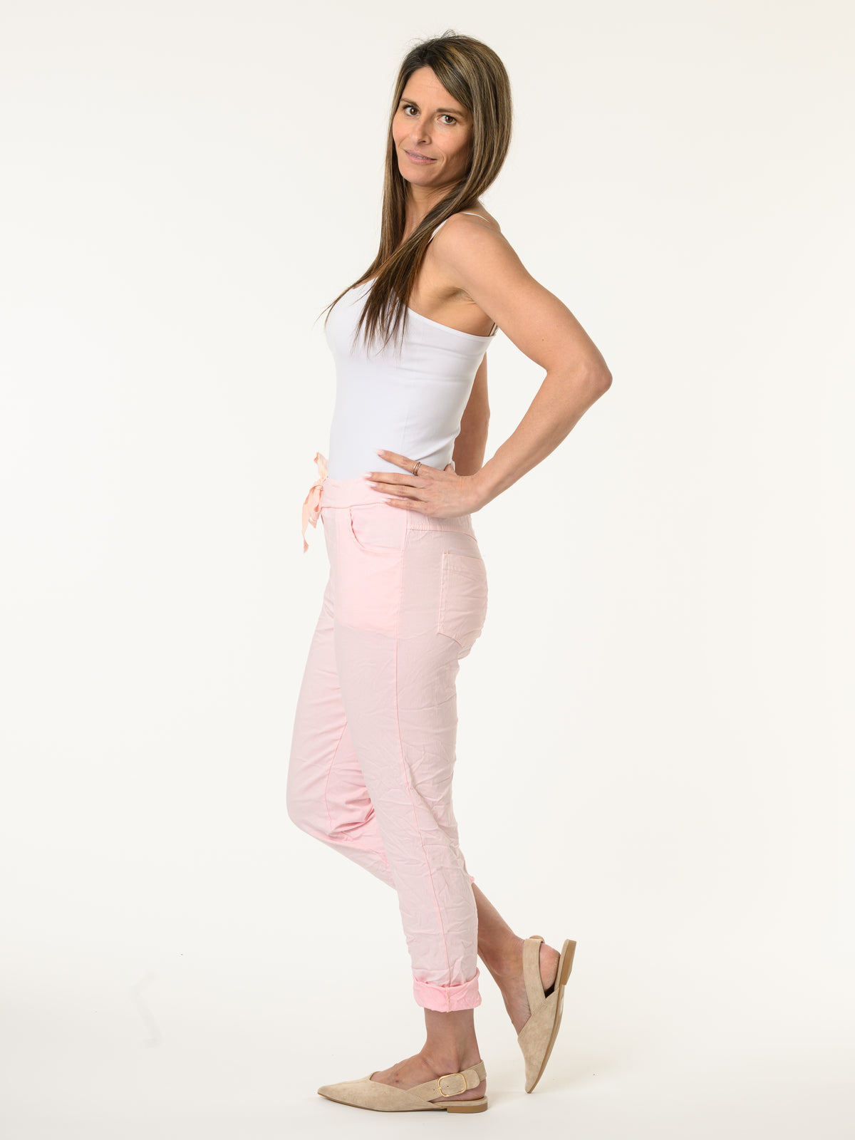 Pantalon rose à taille élastique