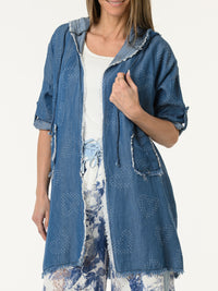 Veste bleu jean ''Love you'' à capuchon