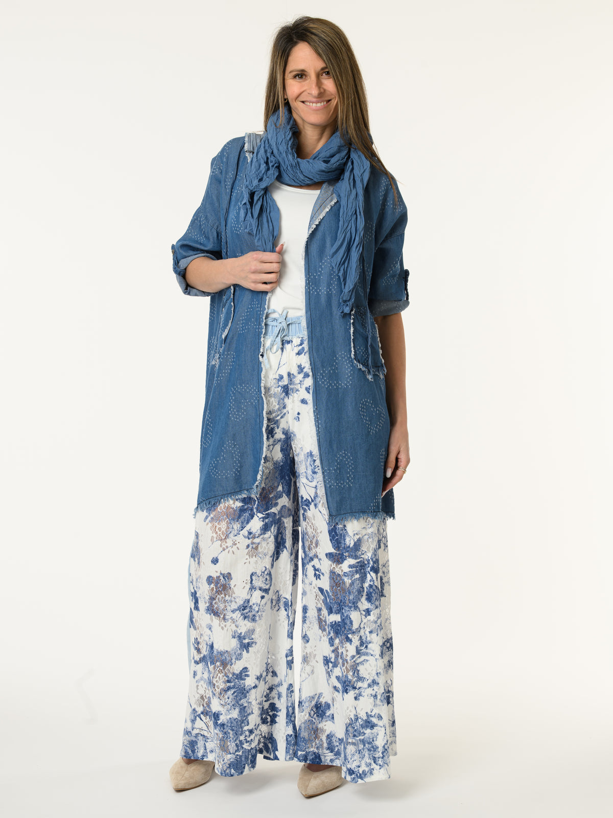 Veste bleu jean ''Love you'' à capuchon