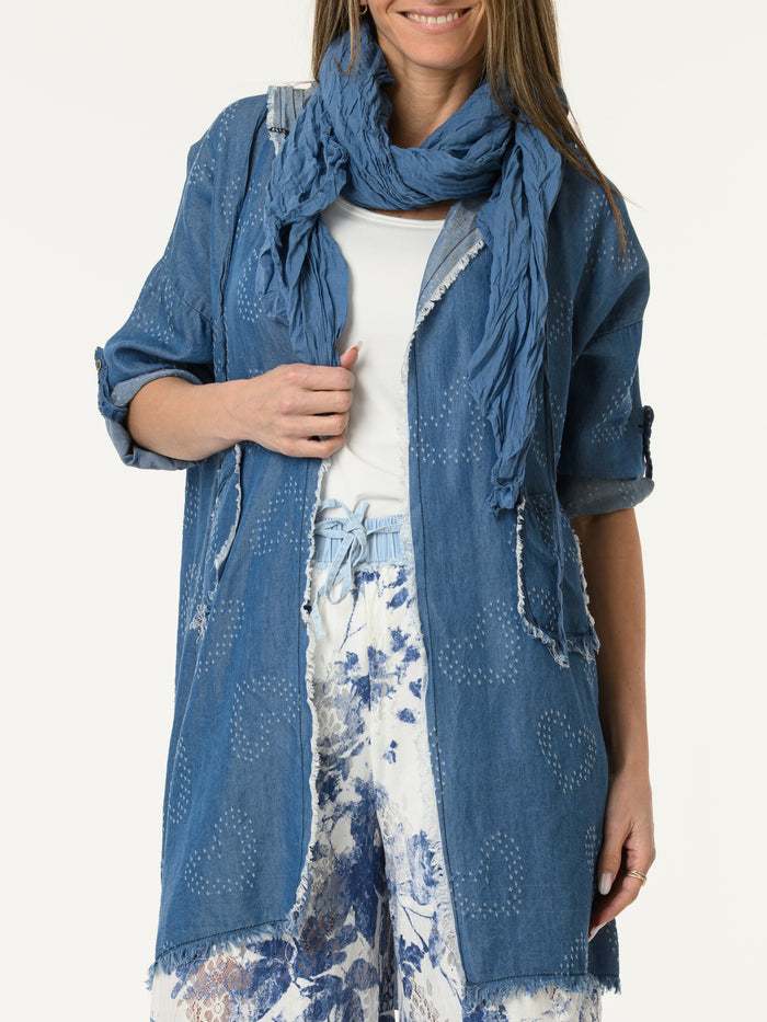 Veste bleu jean ''Love you'' à capuchon