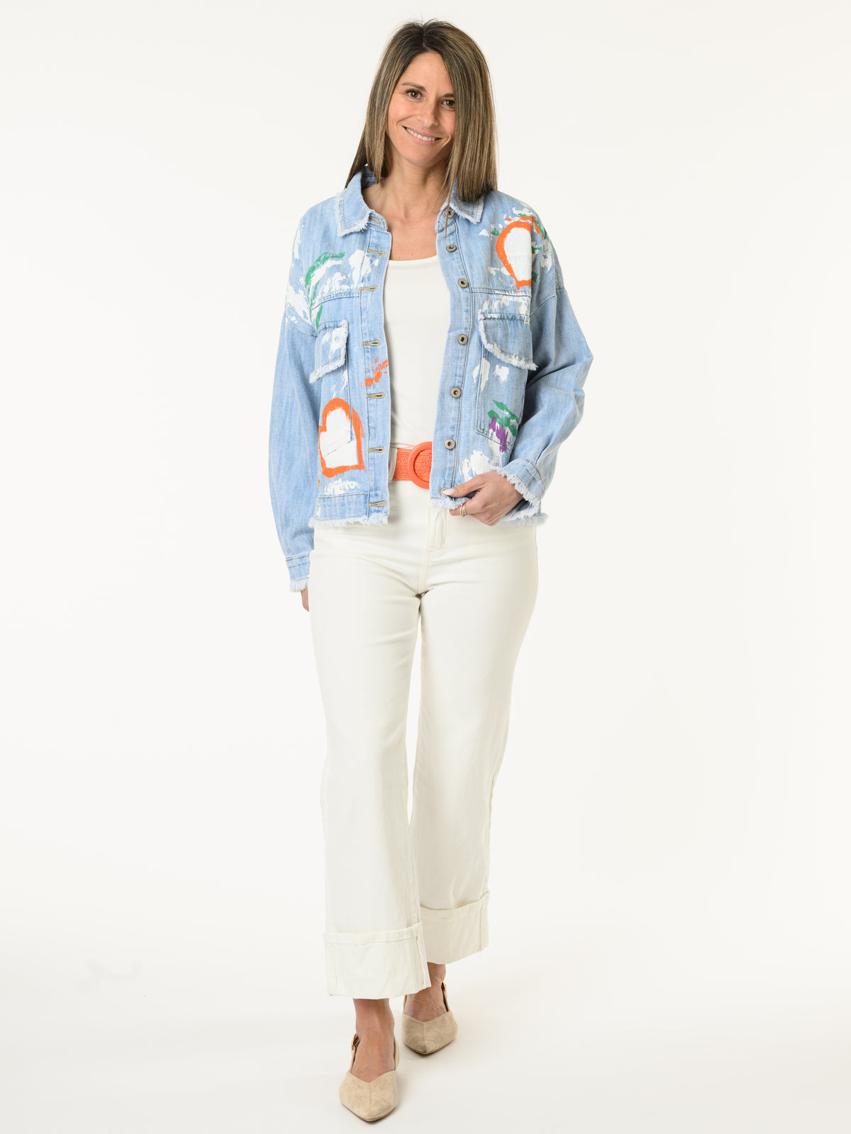 Veste de jeans avec imprimé d'artiste
