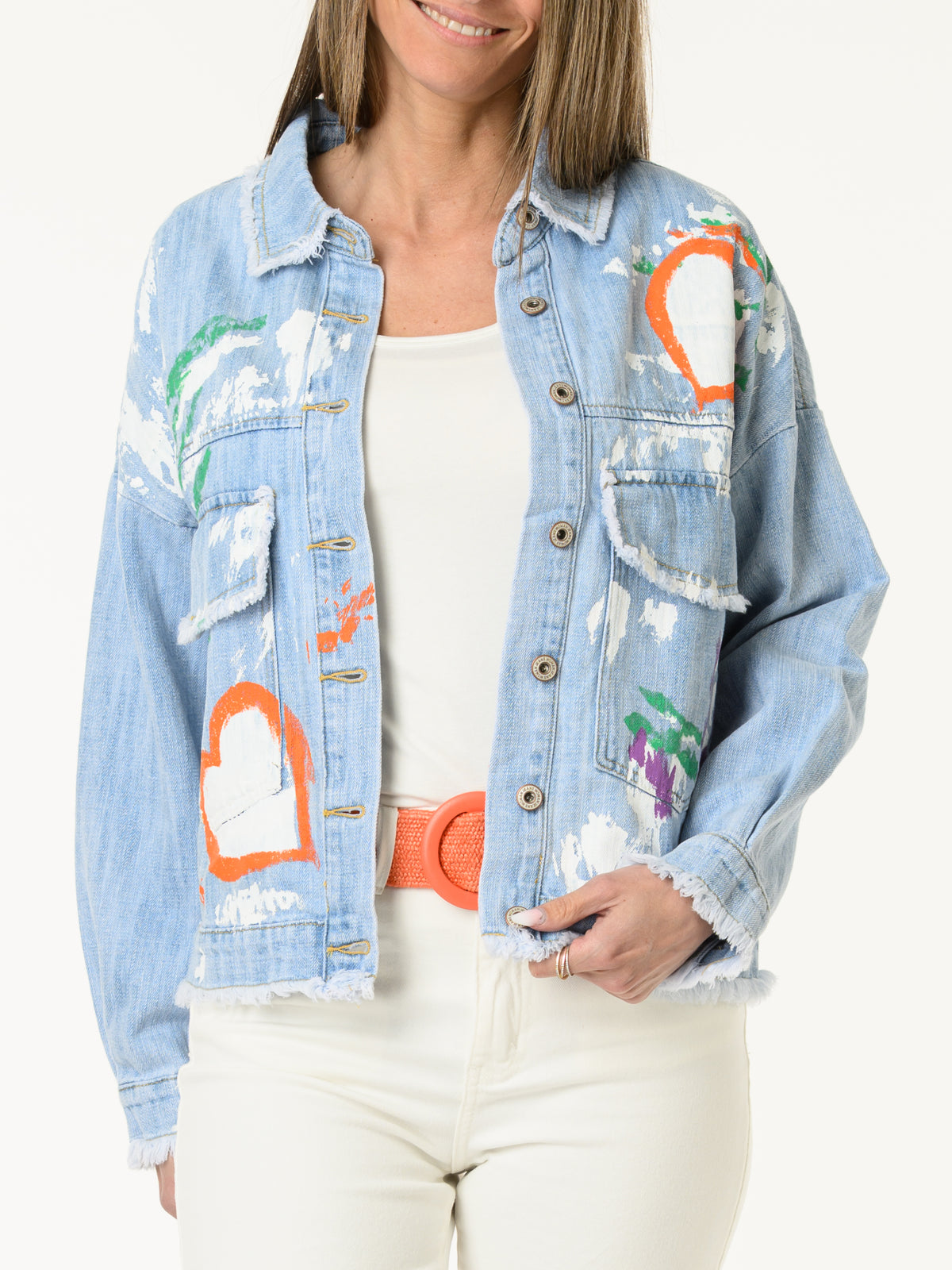 Veste de jeans avec imprimé d'artiste