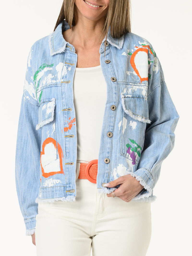 Veste de jeans avec imprimé d'artiste