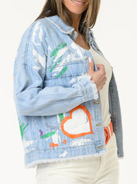 Veste de jeans avec imprimé d'artiste