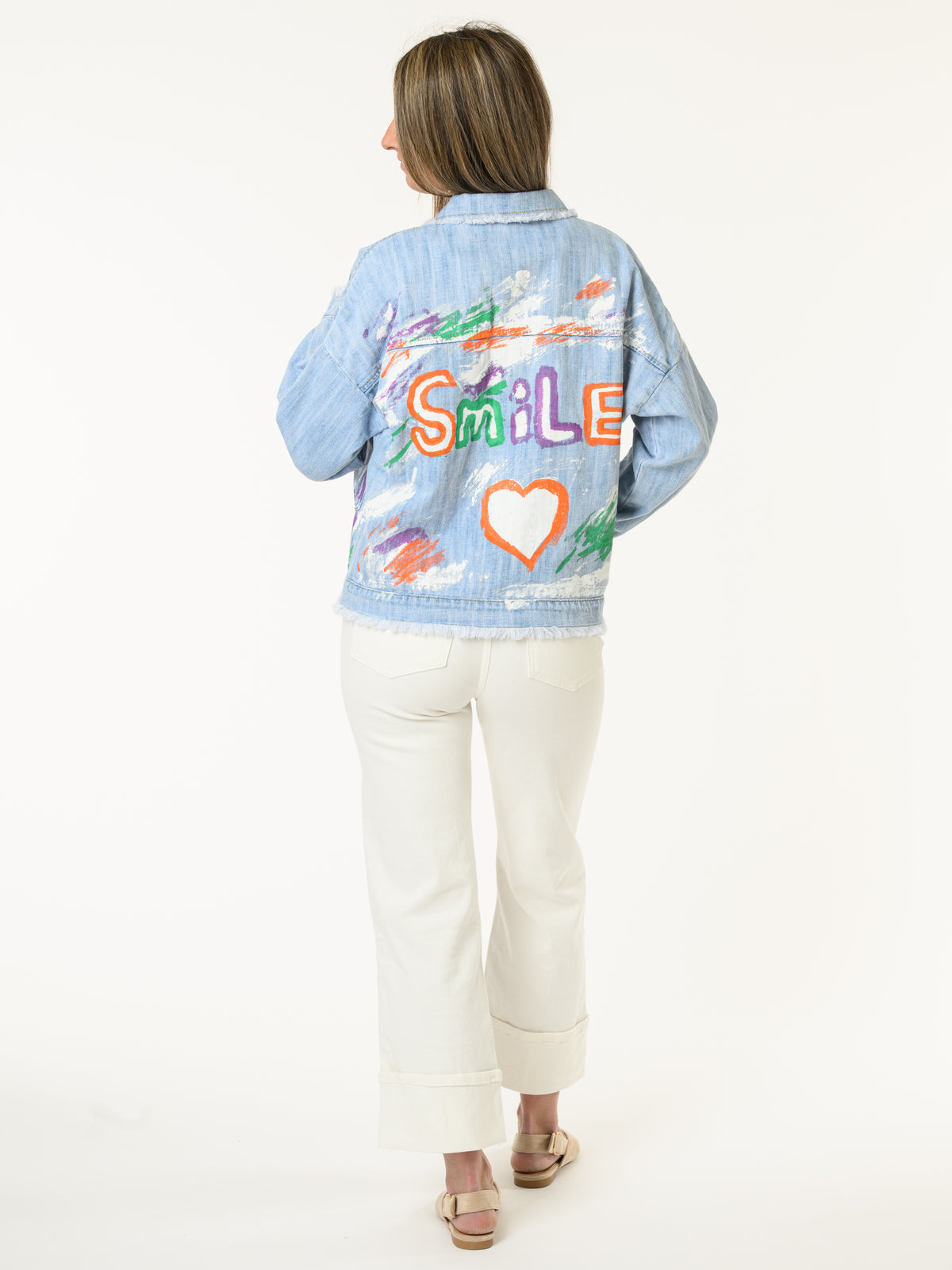 Veste de jeans avec imprimé d'artiste