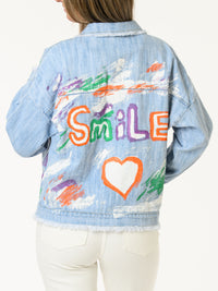 Veste de jeans avec imprimé d'artiste