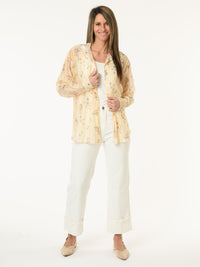 Chemise blanche rayée jaune