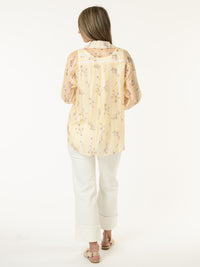 Chemise blanche rayée jaune