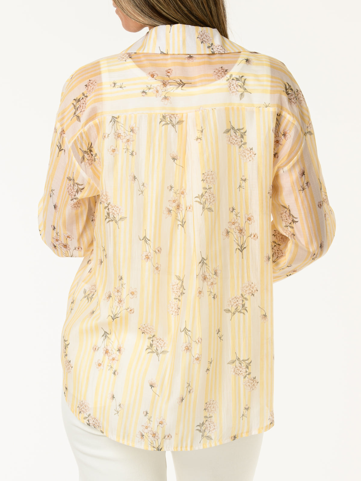 Chemise blanche rayée jaune