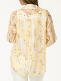Chemise blanche rayée jaune