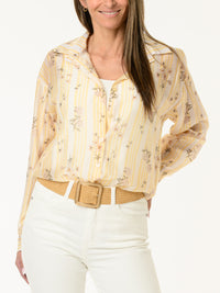 Chemise blanche rayée jaune
