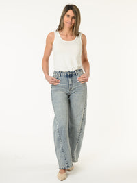 Jeans barrel bleu pâle