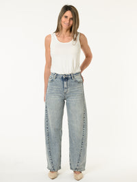 Jeans barrel bleu pâle