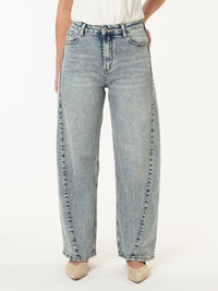 Jeans barrel bleu pâle