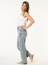 Jeans barrel bleu pâle