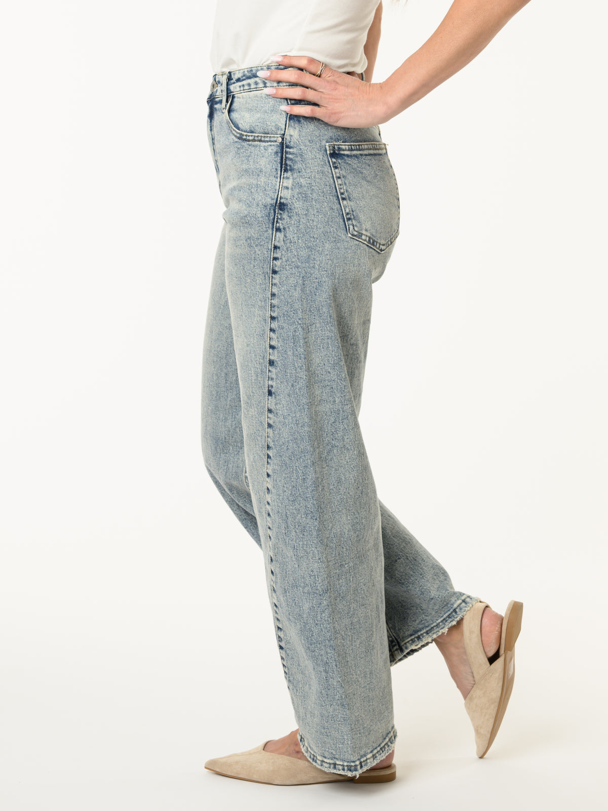 Jeans barrel bleu pâle