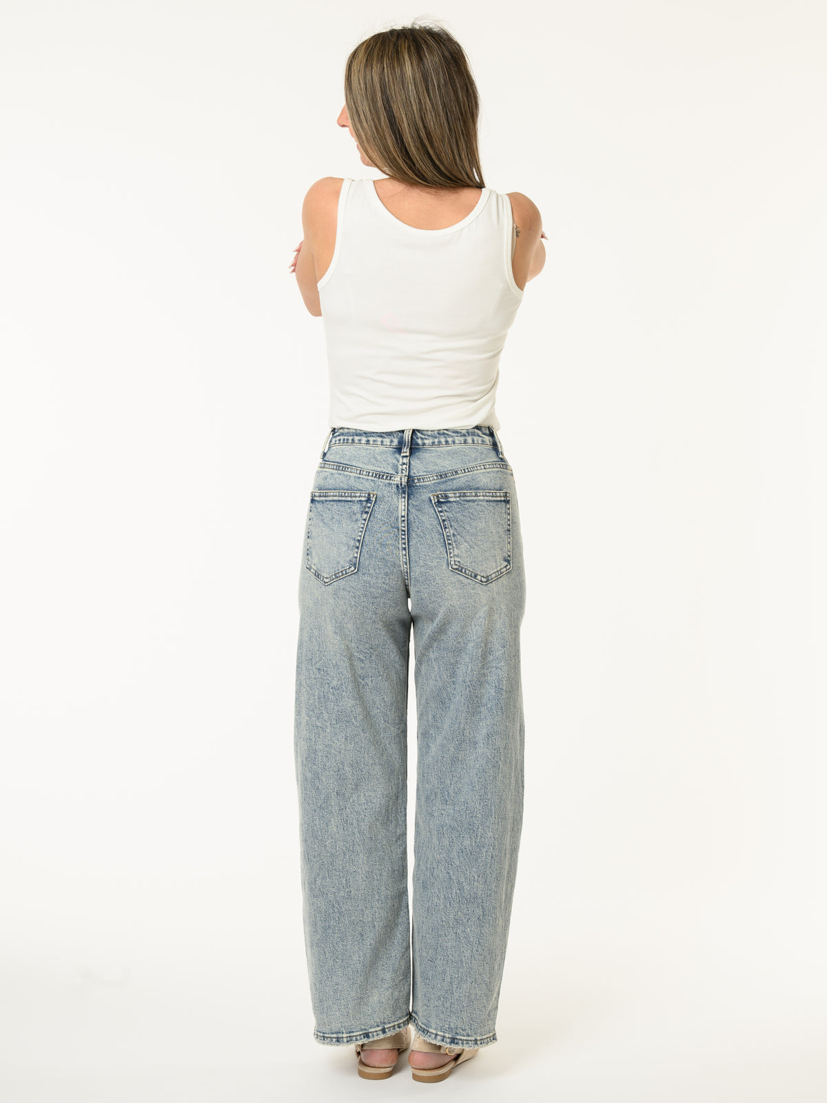 Jeans barrel bleu pâle