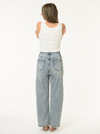 Jeans barrel bleu pâle