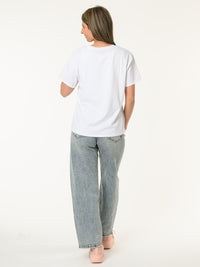 T-shirt blanc avec imprimé de Mickey noir