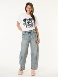 T-shirt blanc avec imprimé de Mickey noir