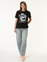T-shirt noir avec imprimé de Mickey blanc