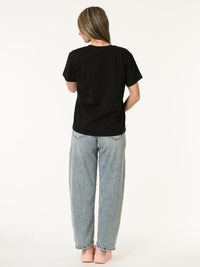 T-shirt noir avec imprimé de Mickey blanc