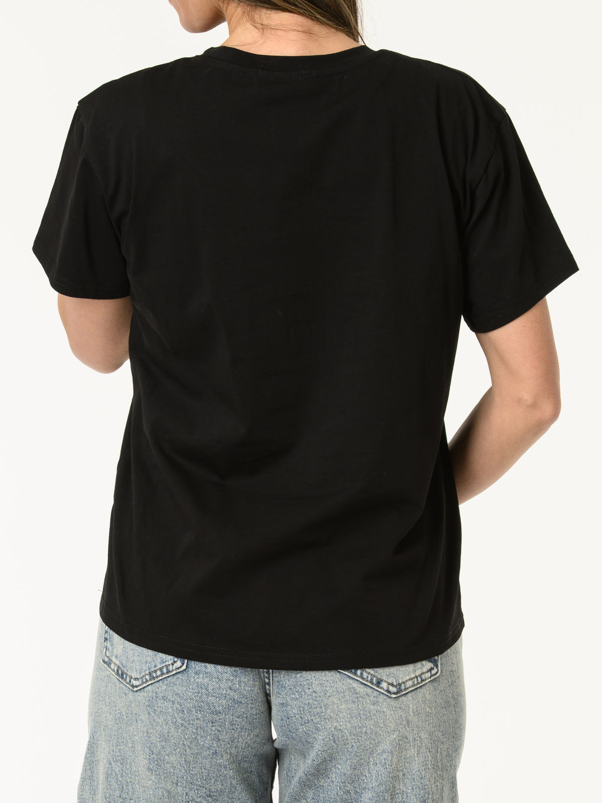 T-shirt noir avec imprimé de Mickey blanc