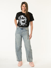T-shirt noir avec imprimé de Mickey blanc