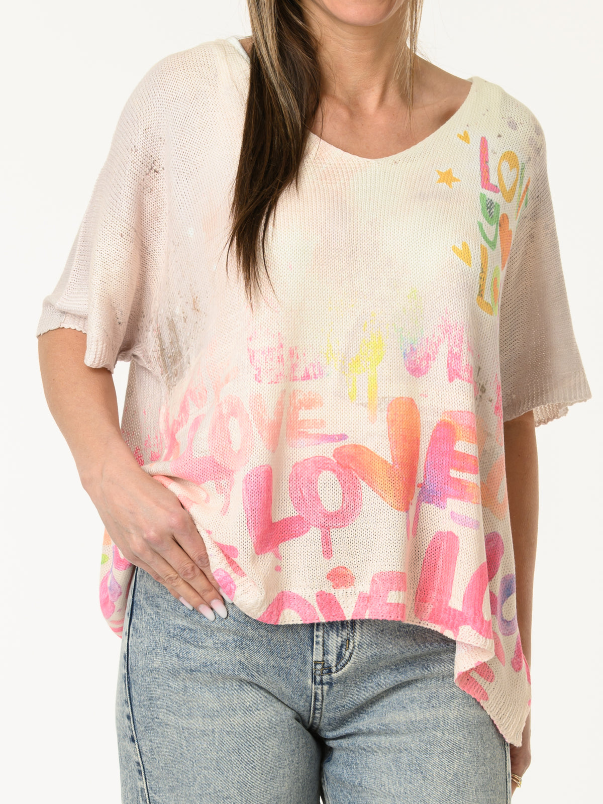 Chandail beige avec imprimé ''Love''