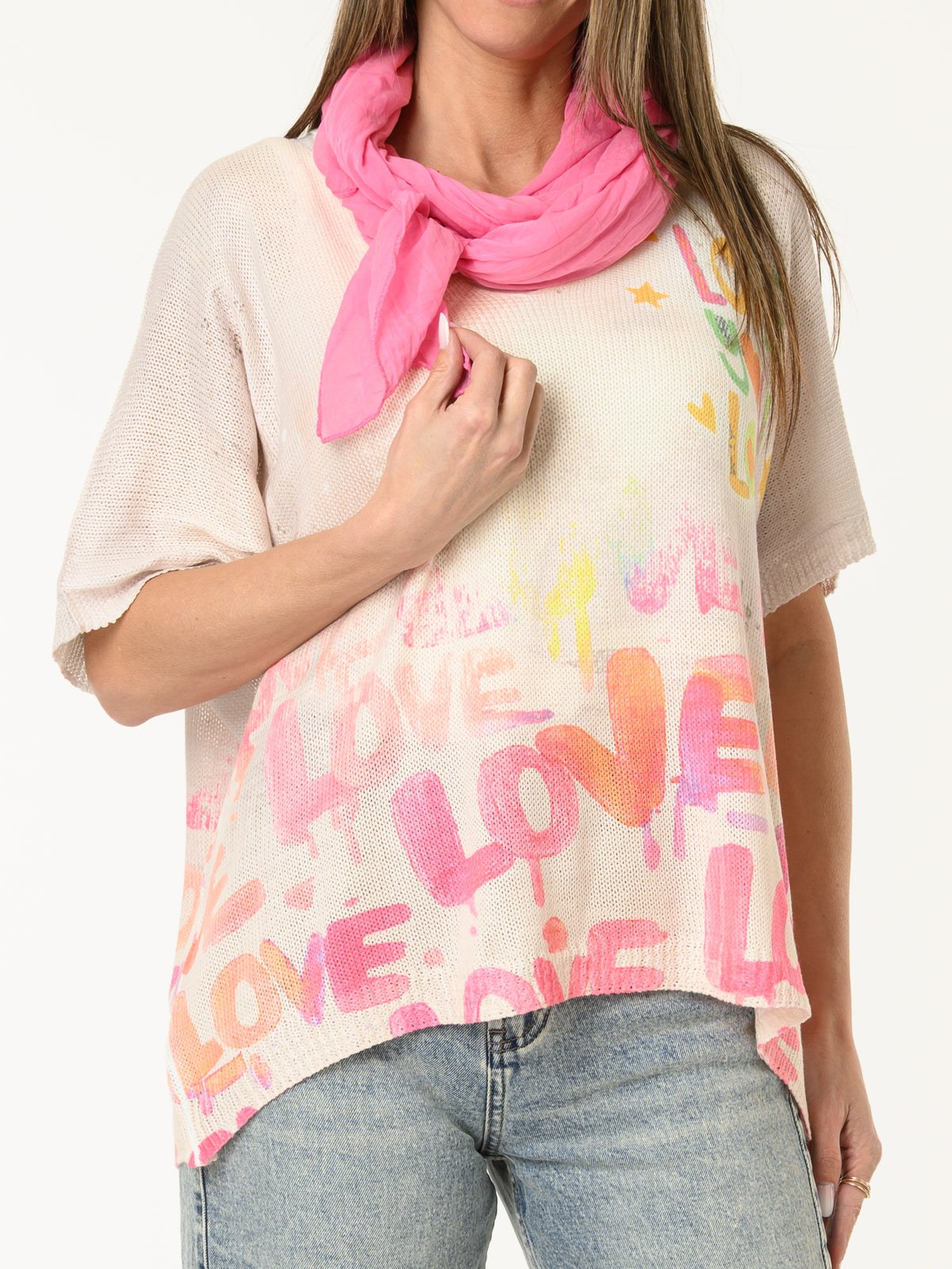 Chandail beige avec imprimé ''Love''
